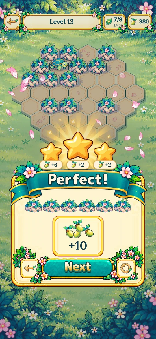 A Perfect result with three stars and a Seeds reward.